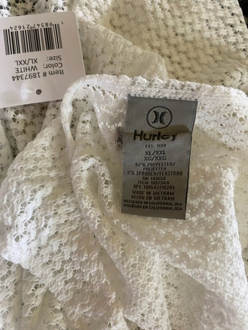 HURLEY Cream Mesh Beach Cover-Up SET - TANK TOP & PANTS - XL/XXL - Picture 2 of 9